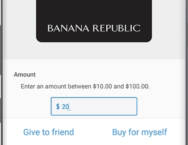 Screenshot of purchasing a gift card for a friend.